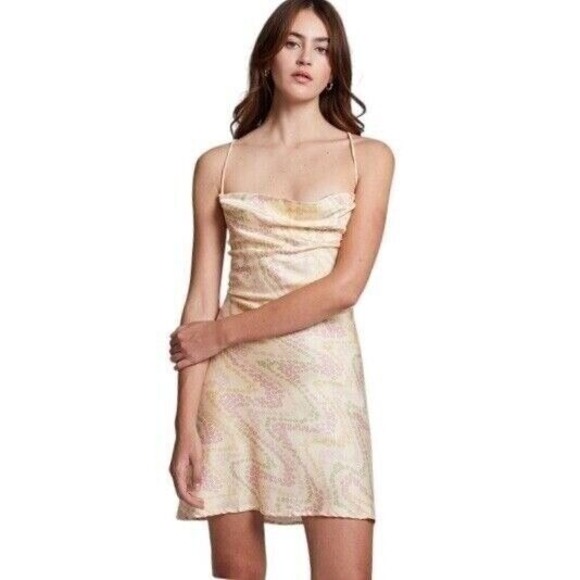 NWT Chaser Los Angeles Daisy Wave Print Slip Dress $95 - Picture 1 of 5